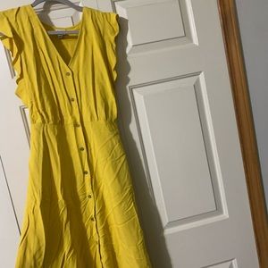 Yellow button up dress